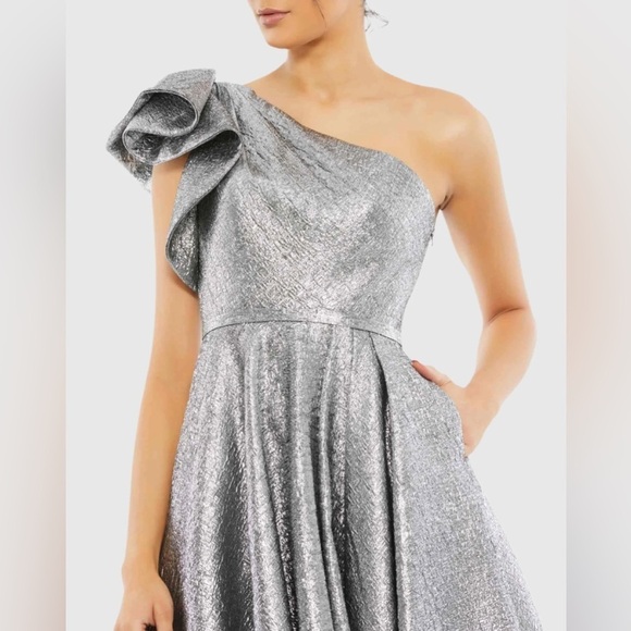 MAC DUGGAL 67906 NWT One Shoulder Bow Midi Dress - Picture 2 of 12